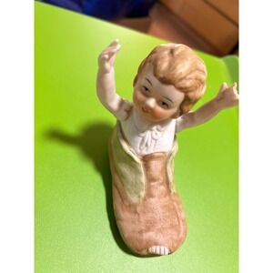 Vintage Lefton Ceramic Girl in Boot Figurine Whimsical Collectible Decor